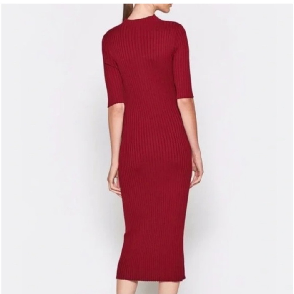 Joie Burgundy Ribbed Midi Dress - Picture 2 of 6